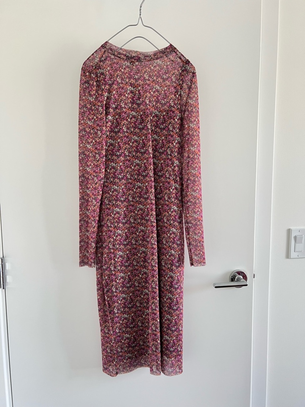 AFRM Pink Multi Floral Long Sleeve Midi Dress